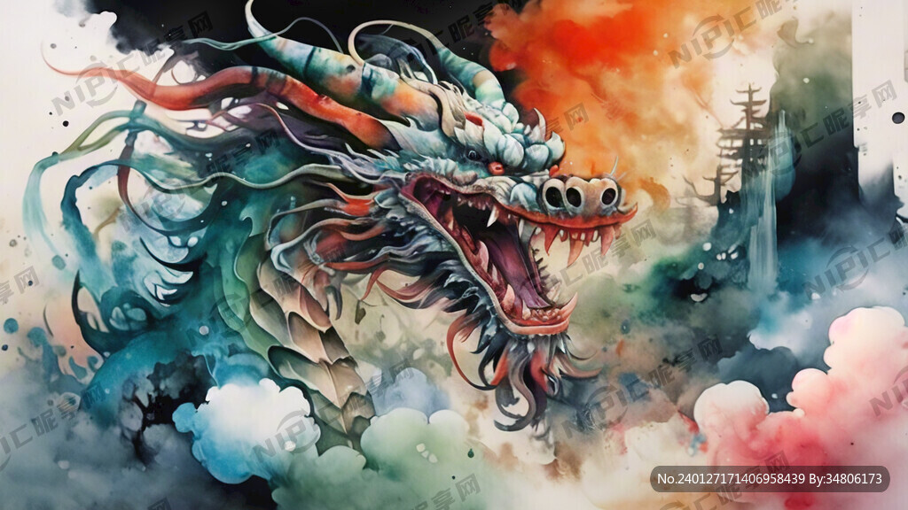 龙 腾云驾雾 飞龙在天 墨水
