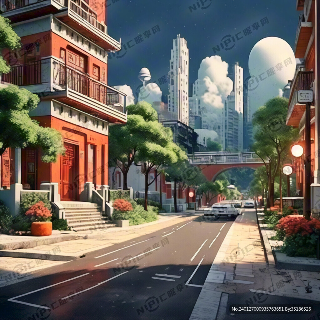 民国 街景 俯视 画面开阔