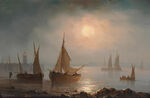 帆船唯美油画海景画