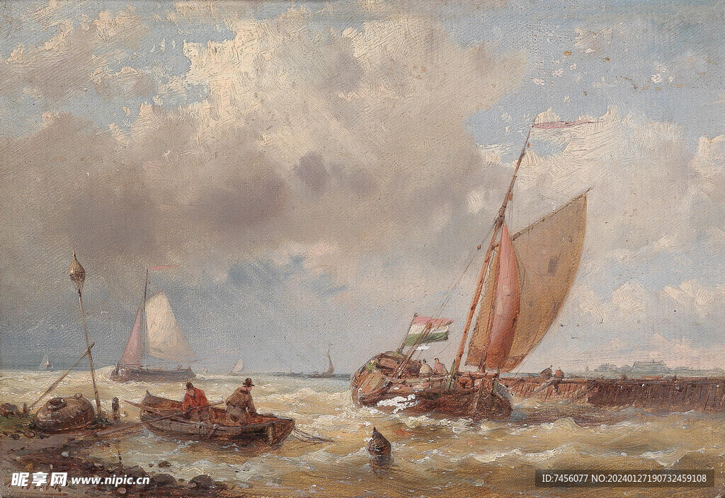 帆船海景油画风景画