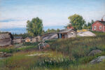 乡村村落油画风景画