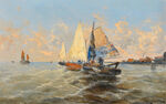 海景帆船油画风景画