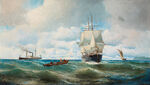 海景帆船欧美油画风景画