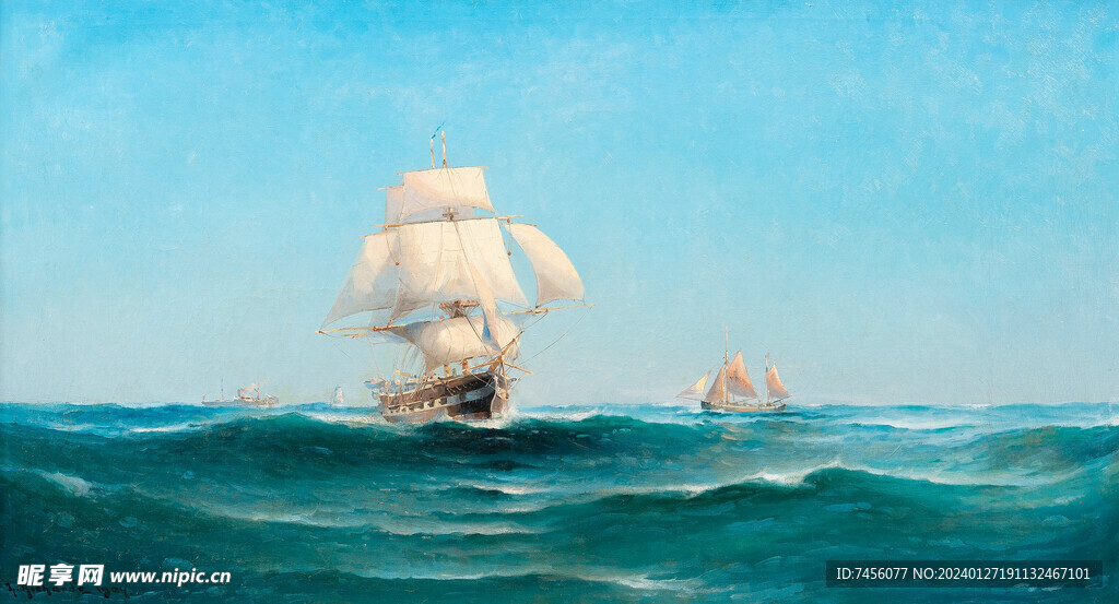 帆船海景油画风景画