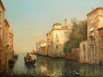 水上建筑油画风景画
