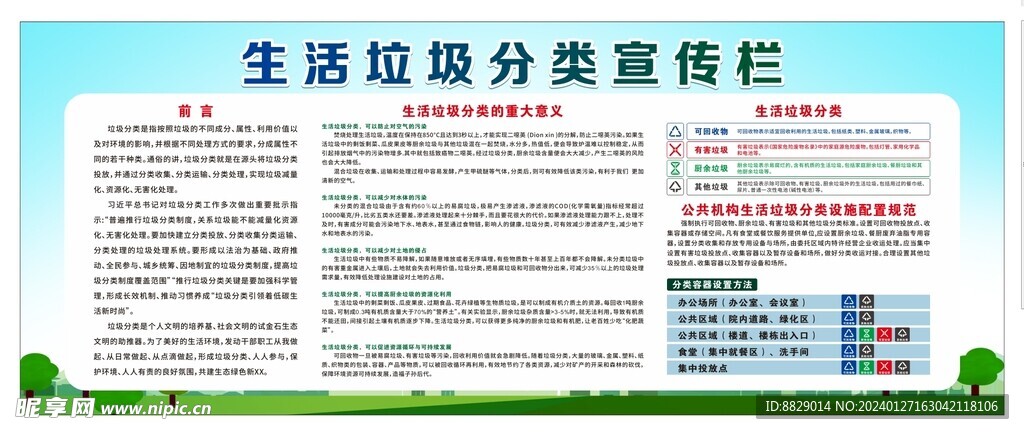 生活垃圾分类宣传栏