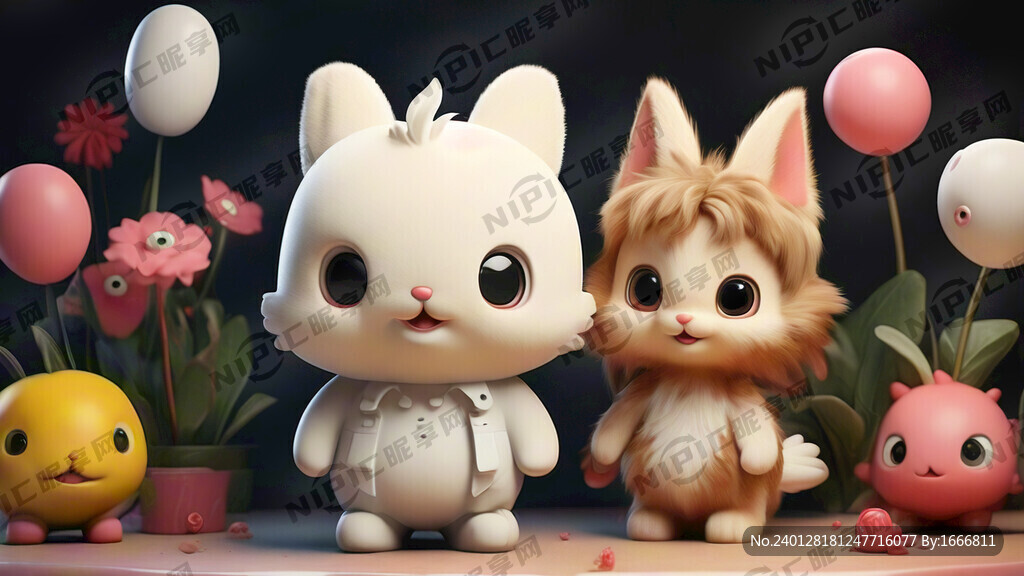 可爱卡通 背景纯色