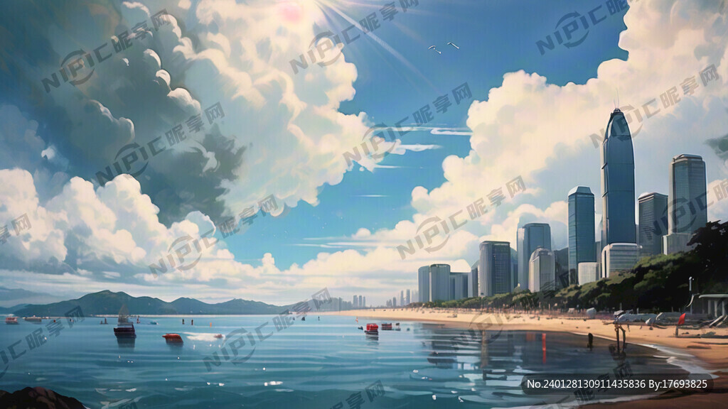 白云  海边 标志性建筑   