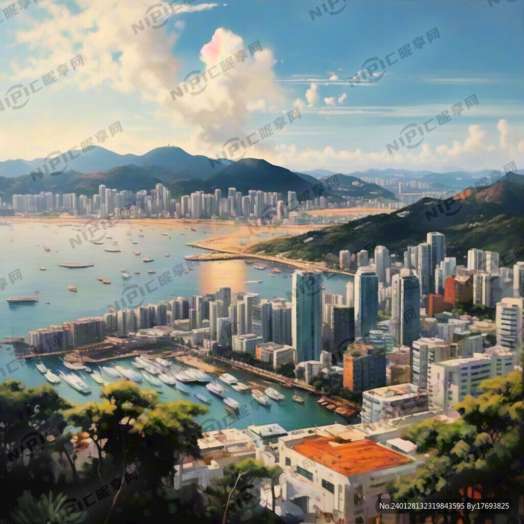香港海边城市   天空多一点