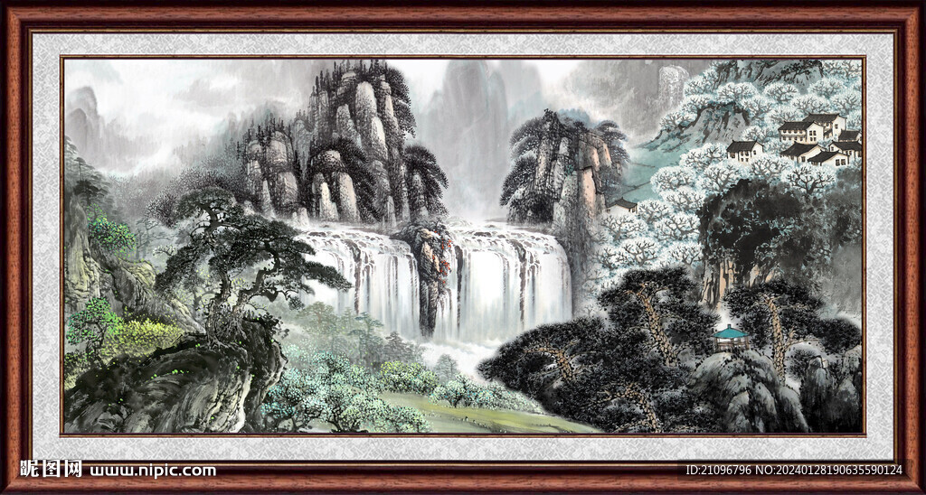 招财山水画 