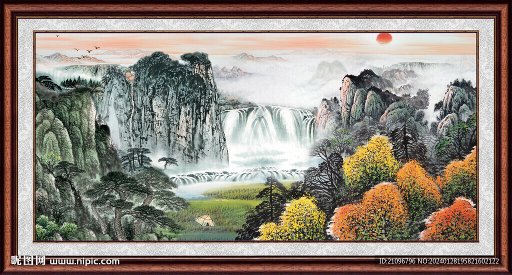 招财山水画 