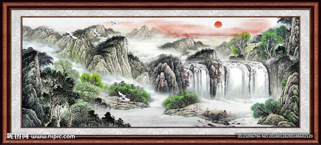 招财山水画 