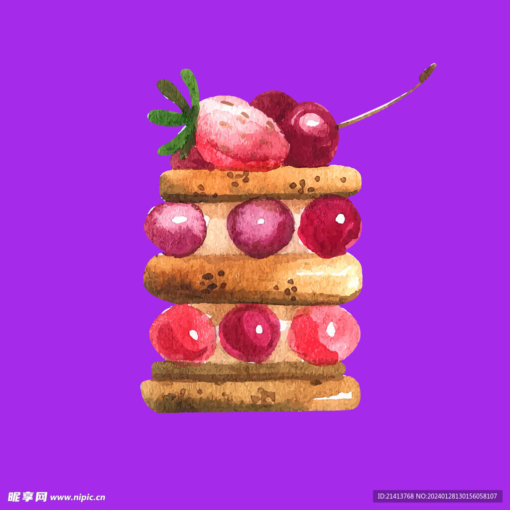 手绘蛋糕甜点