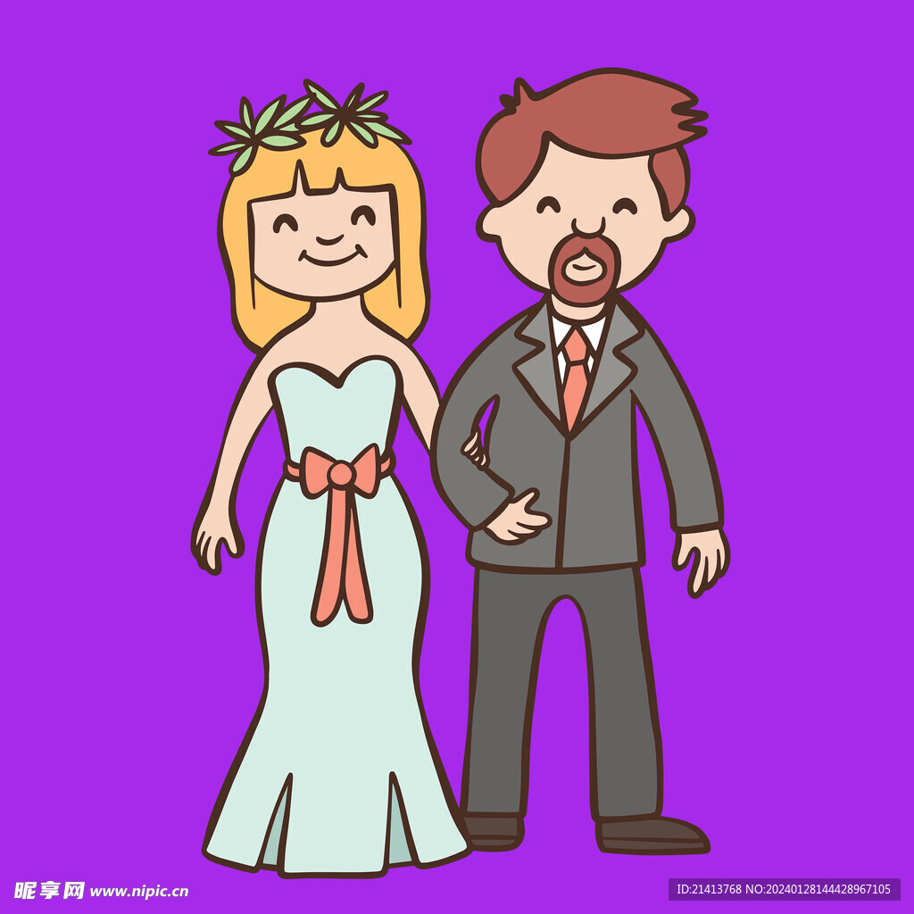 手绘结婚男女