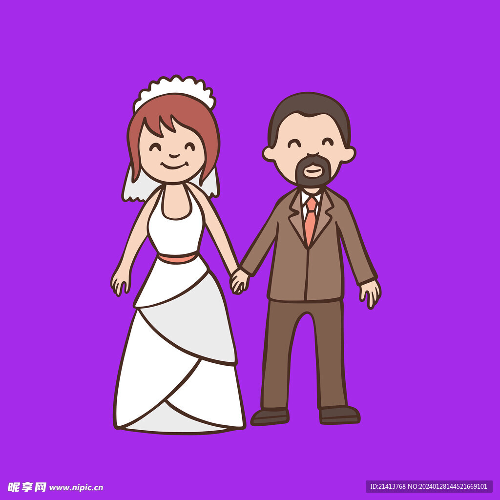 手绘结婚男女
