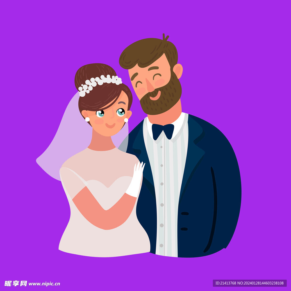 手绘结婚男女