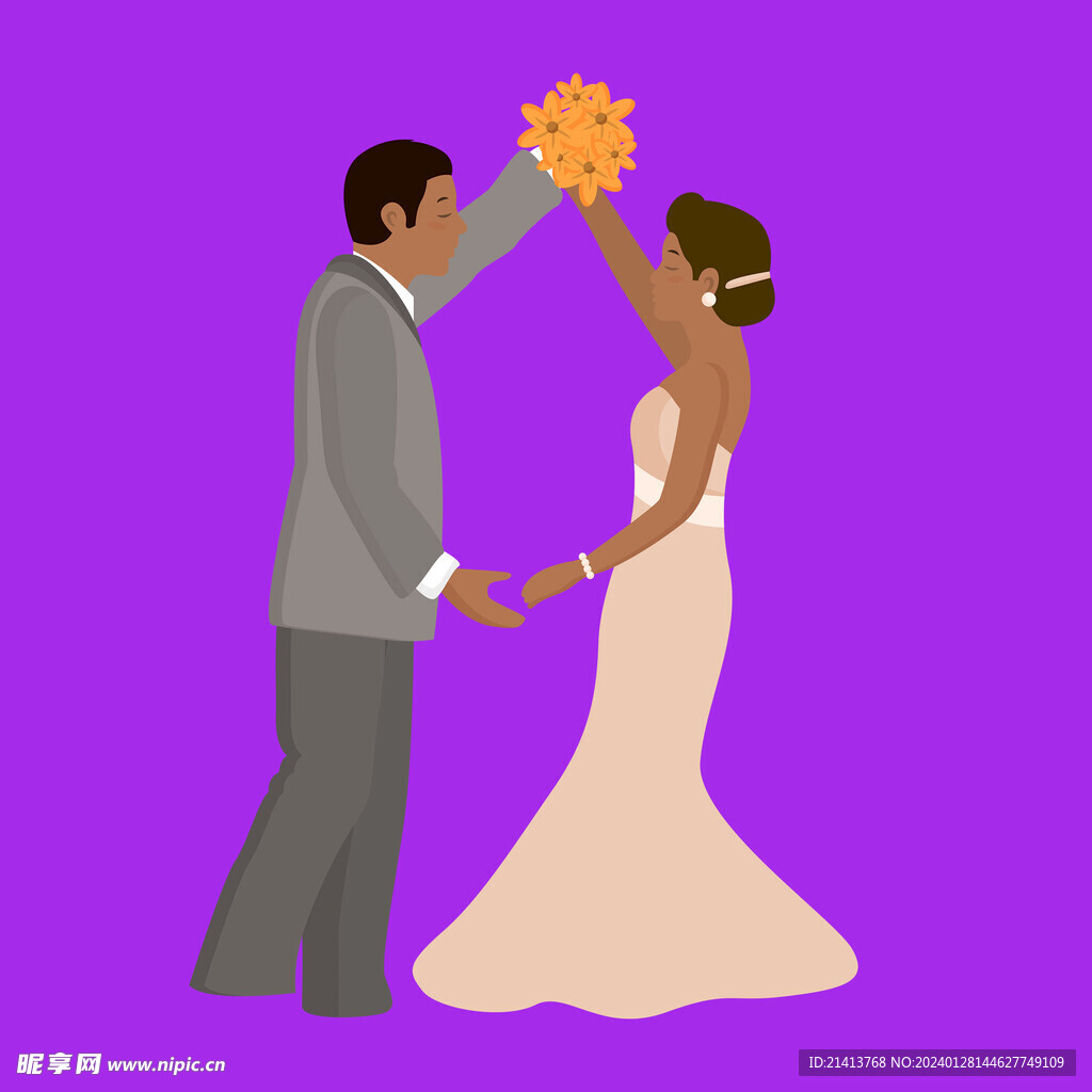 手绘结婚男女