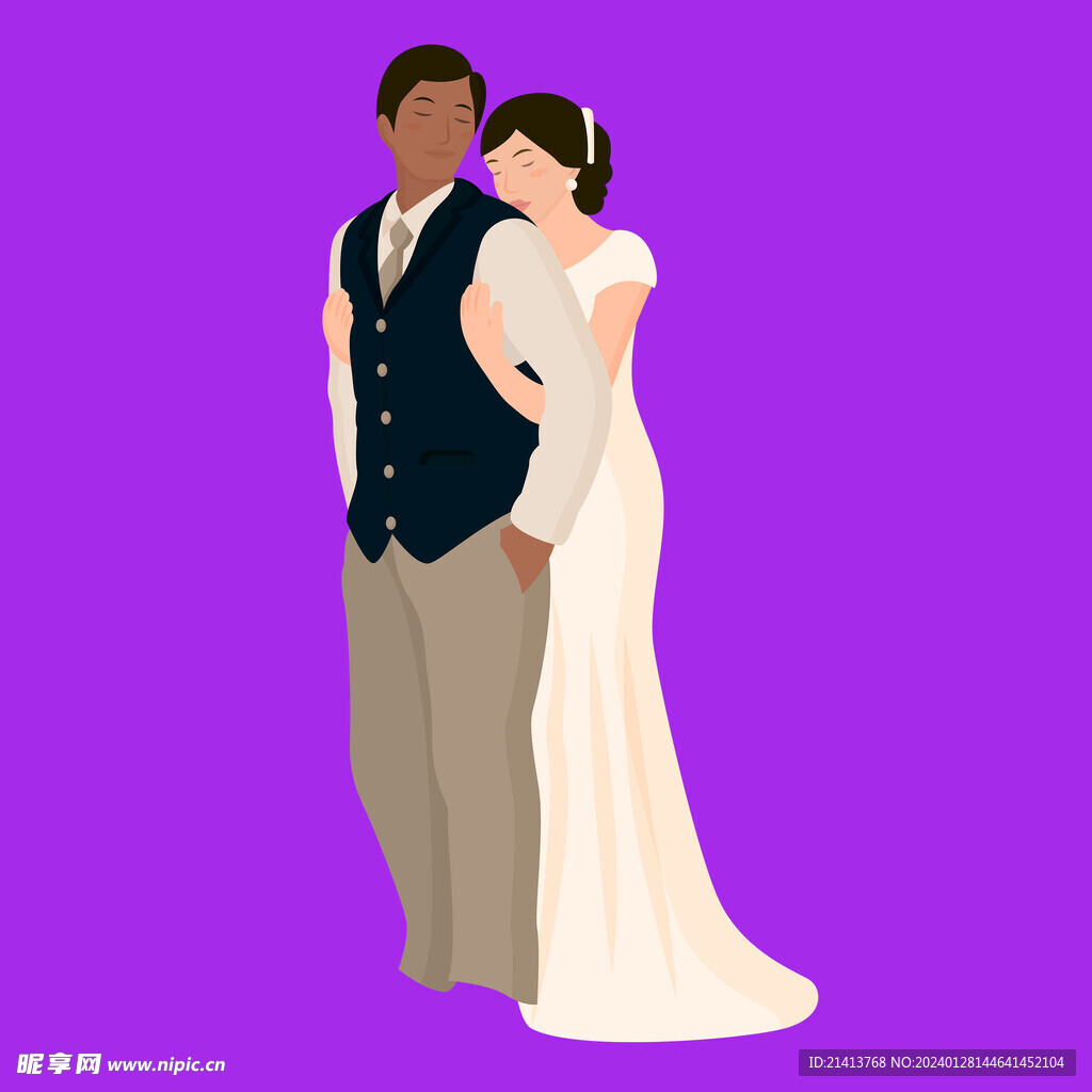 手绘结婚男女