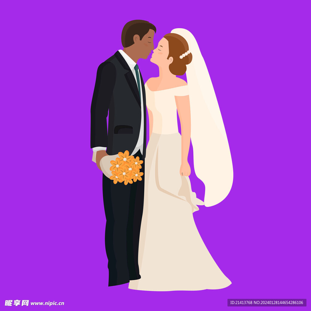 手绘结婚男女