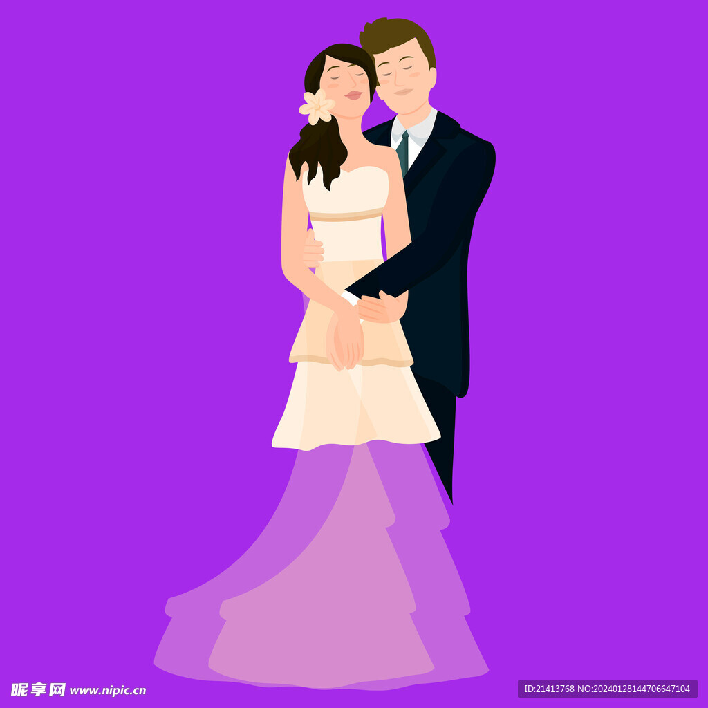 手绘结婚男女