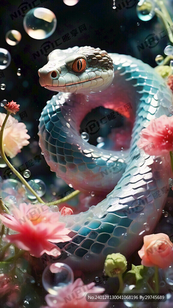蛇 晶莹剔透 沐浴在花瓣里