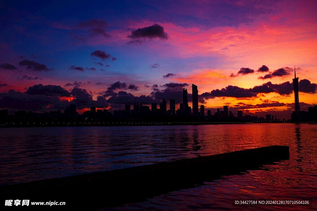 城市夕阳