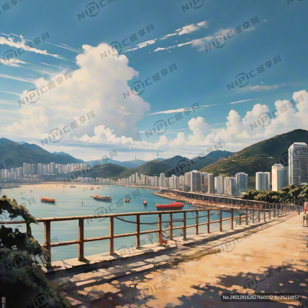 香港海边城市 天空多一点