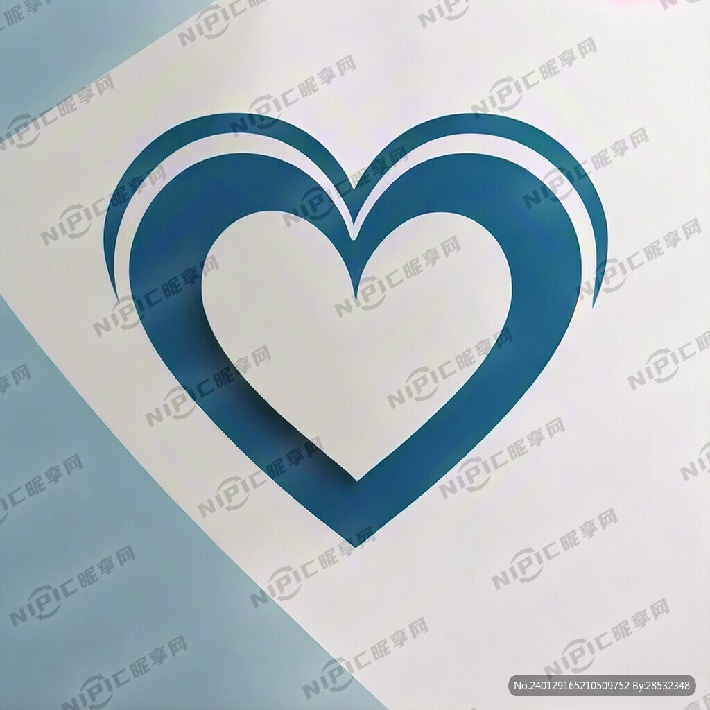心形商标 蓝色加灰色 简单