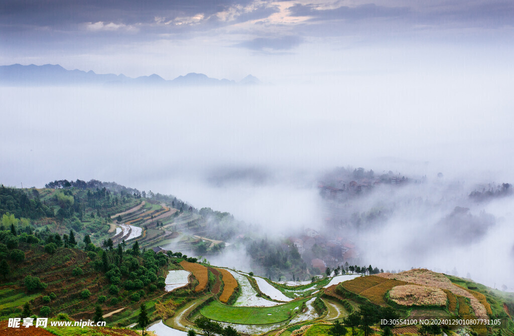 美丽湖泊山峰森林风景图片