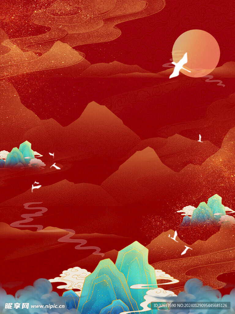 国潮风红色喜庆背景