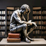 学校图书馆雕塑  书造型  不锈钢材质  思考者