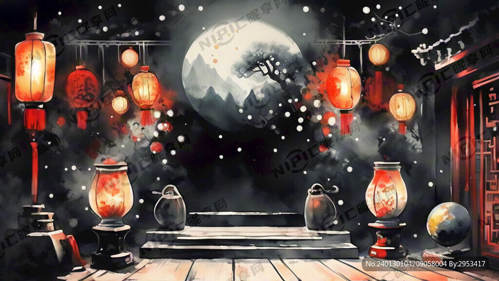 做一幅舞台背景 有迎新年的元素