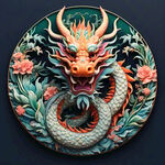 中国龙，正面，彩色国潮风插画，画面左右对称，细节清晰