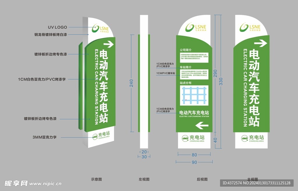 汽车充电站  标识牌