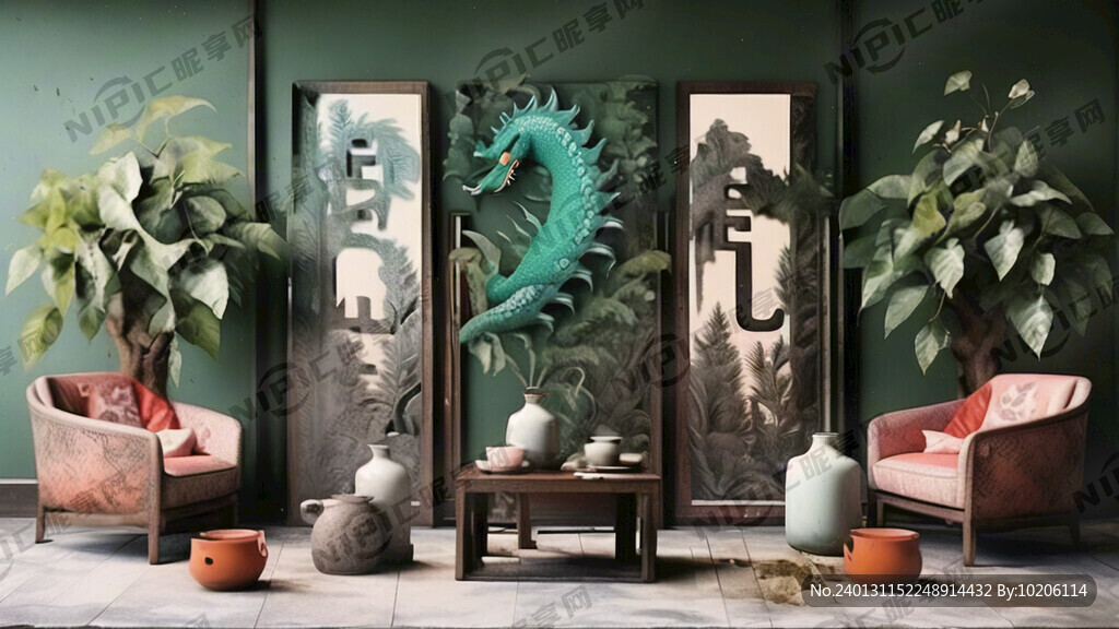 来篁岭过大年 背景是纯色绿色