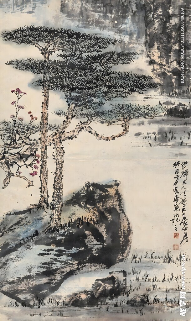 国画松树