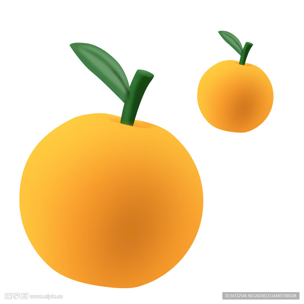 水果渐变插画卡通圆润橙子
