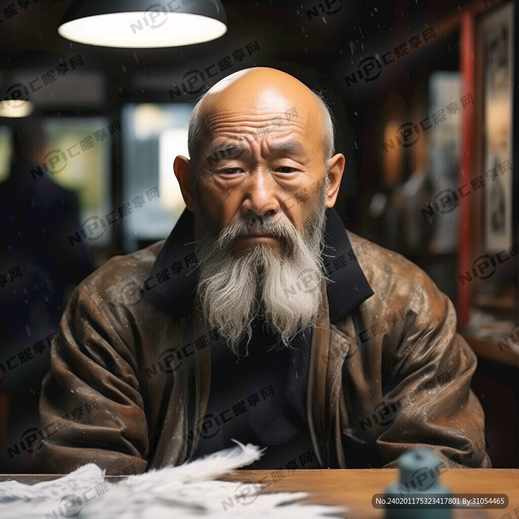 老头 秃顶 风中颤抖 流鼻涕