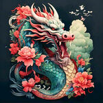 中国龙，正面，彩色国潮风插画，画面左右对称，细节清晰