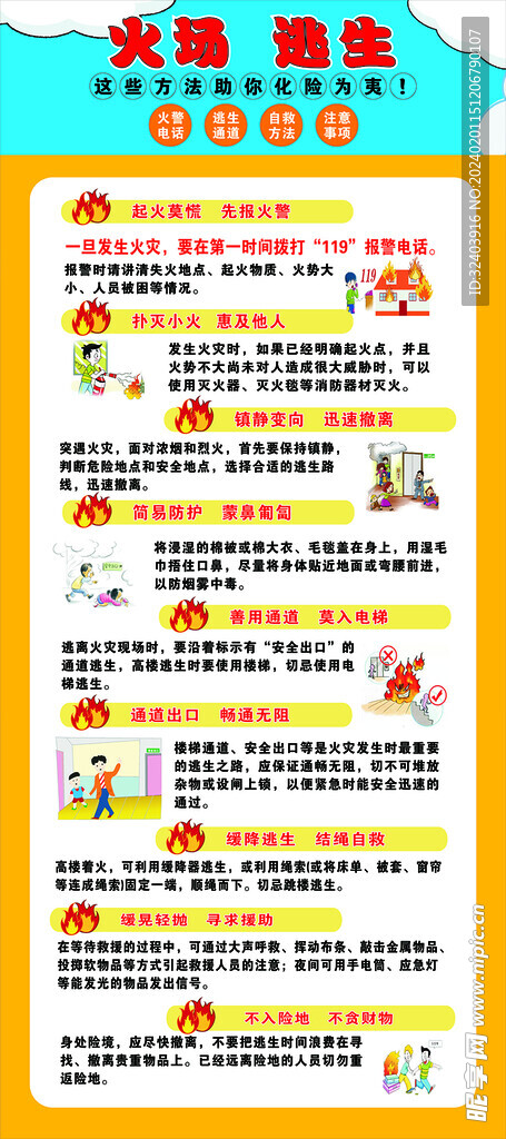 火场逃生方法 展架