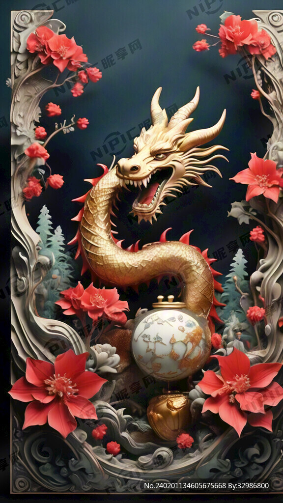 龙年春节祝福 磁州窑