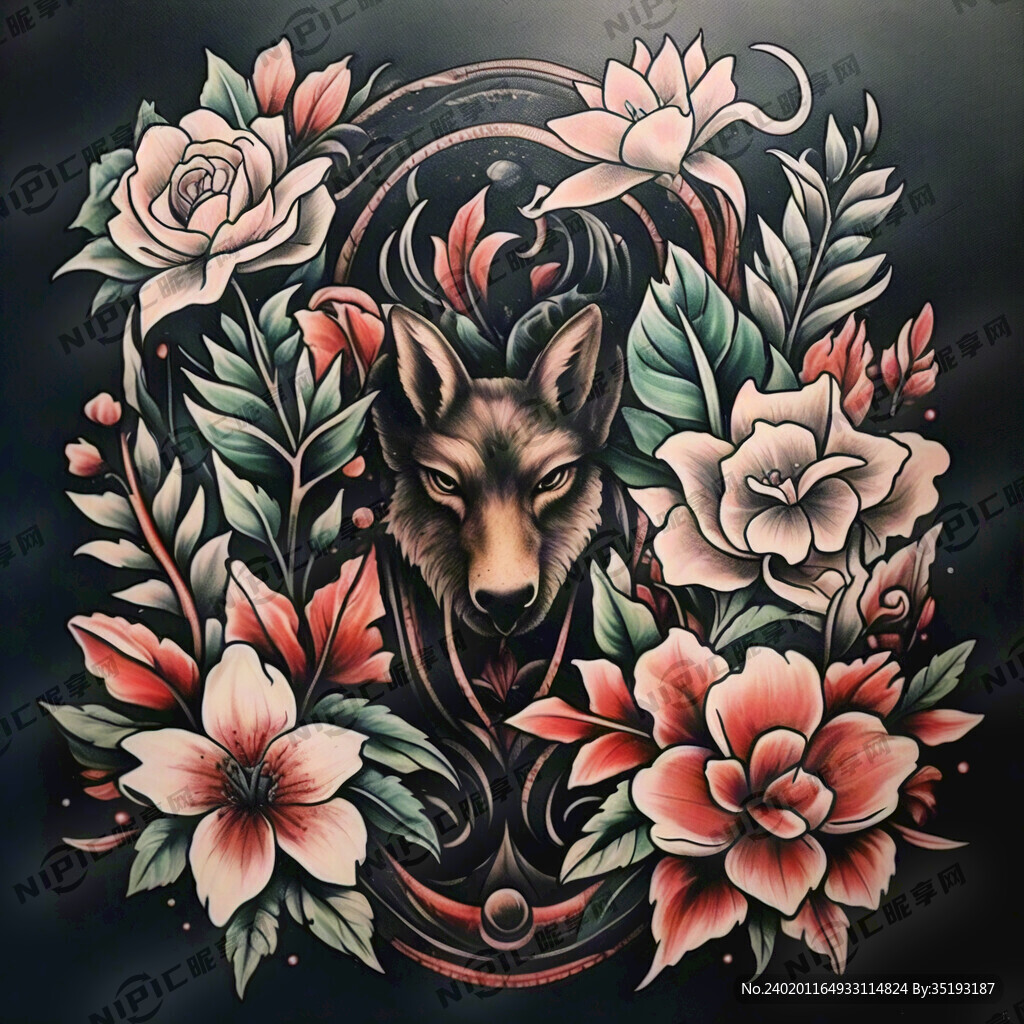 动物印花纹身图