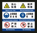 当心坠落 严禁禁烟 标识牌