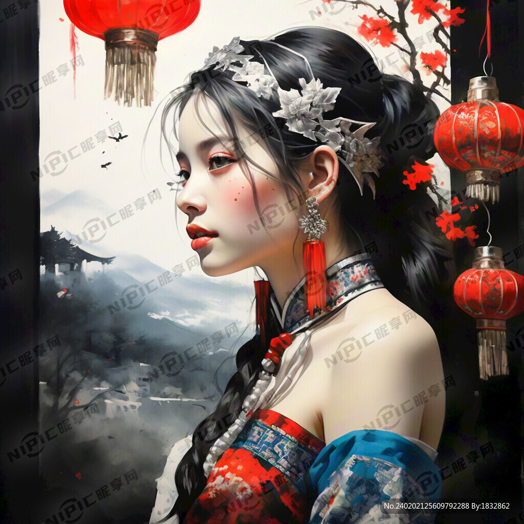 苗族少女 带银饰 过年 侧脸