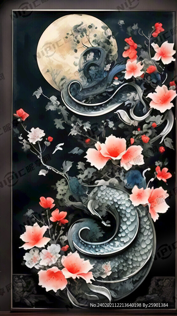 龙年 中国风 山水 水墨风格