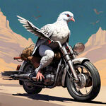 线条风格 鸽子骑摩托车