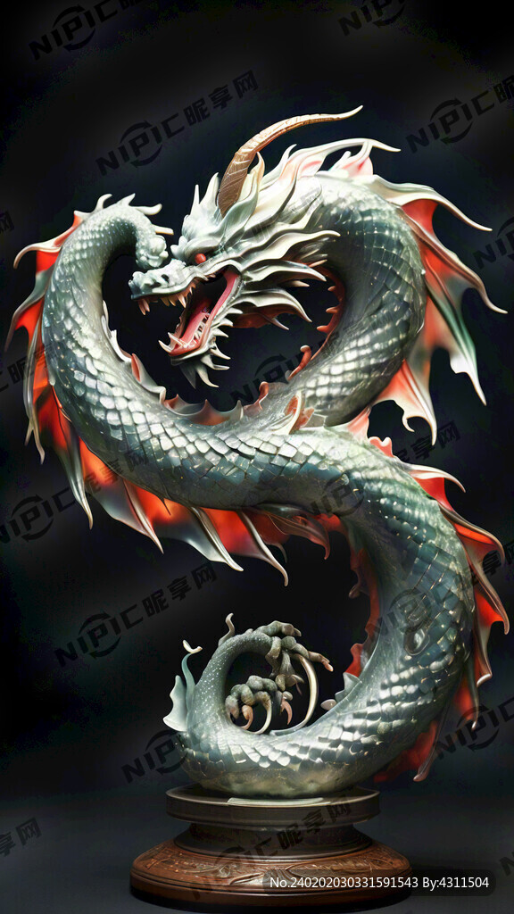 中国龙 玻璃质感 缠绕 飞翔
