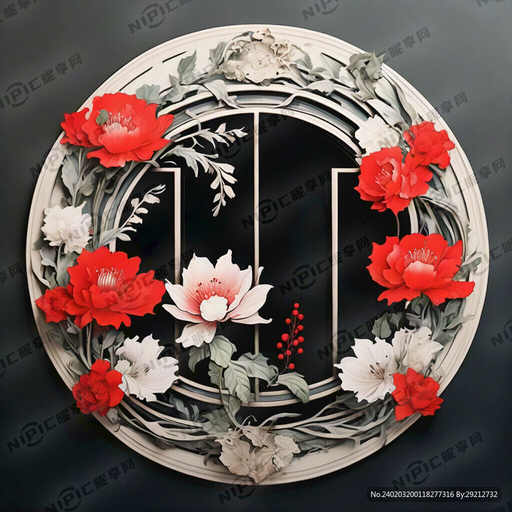 中国传统窗花红色福字