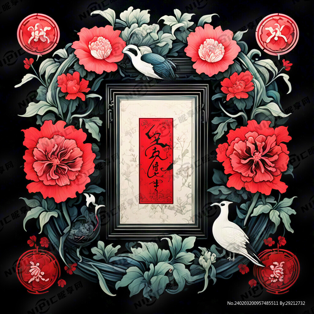 中国传统窗花红色福字