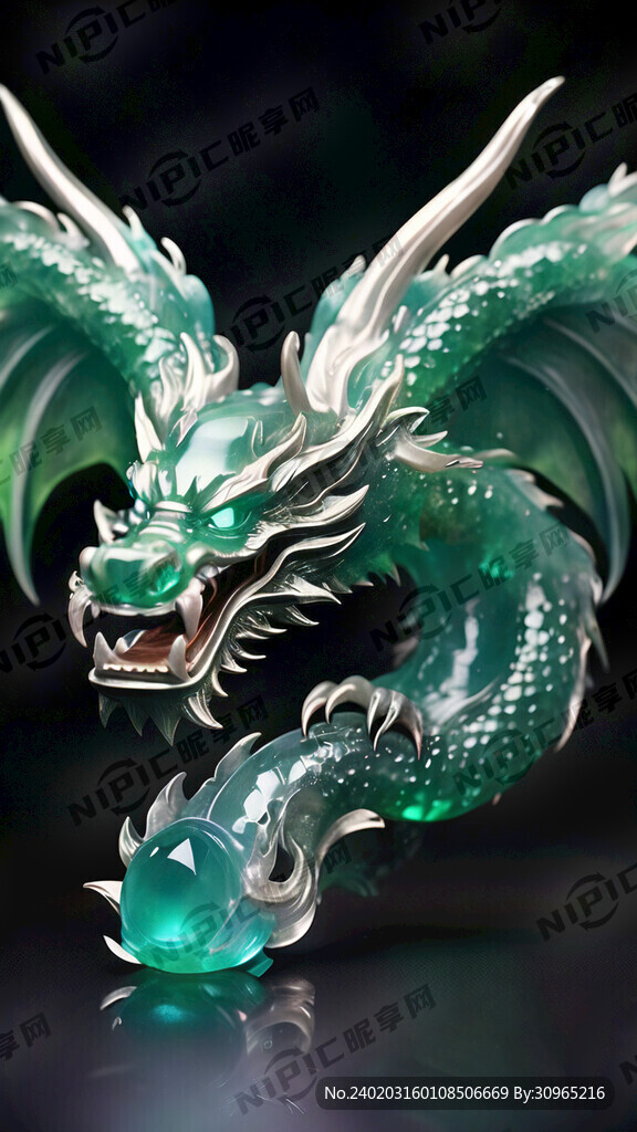 翡翠 晶莹剔透 龙 细节精致